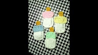 How to Crochet Baby Bottle Applique  Crochet Baby Shower Mini Baby Bottle  Baby Shower Crochet [upl. by Aoniak847]