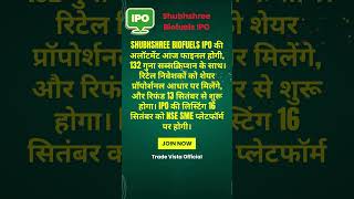 Shubhshree Biofuels IPO Allotment Today  132x Subscription  NSE SME Listing ipo ipo2024 [upl. by Bever]