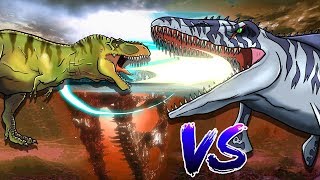 Dinosaurs Battle  Mosasaurus VS Tyrannosaurus [upl. by Bogart]