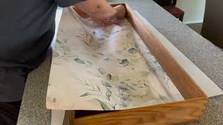 Refinish and add wall paper to antique dresser drawers furnitureflip [upl. by Eliga]