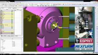 Nexturn BAxis Swiss Lathe Demonstration using Esprit Simulation Software [upl. by Nlocnil963]