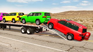 Flatbed Truck Mcqueen  Transportation with Truck  Pothole vs Car 174  BeamNGDrive [upl. by Harvey541]