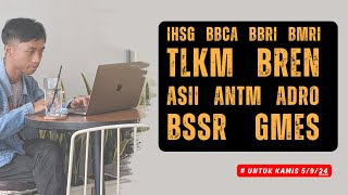 Analisa Saham 5 September 2024 IHSG BBCA BBRI BMRI TLKM BREN ASII ANTM ADRO BSSR GEMS [upl. by Hoenack106]