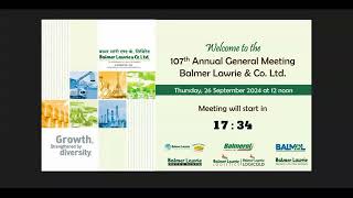 Balmer Lawrie  107th Annual General Meeting 2024 [upl. by Rocco]