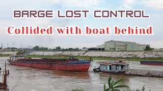 Barges lost control and collided with the boats behind [upl. by Haila183]