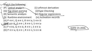 Compiler Design PYQ Gate CSE 2016 [upl. by Jo-Ann]