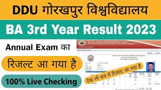 100 Live Checking✅  ddu ba 3rd year result 2023  ba 3rd year result 2023 ddu gorakhpur university [upl. by Aikemehs]