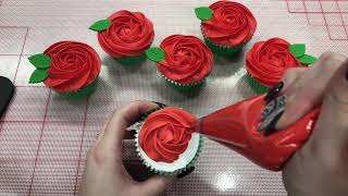 Rosette Piping for Valentines Cupcakes Tutorial [upl. by Christi]