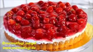 En Kolay çilek 🍓 Pastası tarifi  Çilek rüyası  kolay çilekli tart  Nurmutfagi NurGüL [upl. by Imuya]