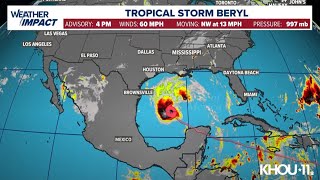 Tropical Storm Beryl tracker Forecast path and spaghetti models [upl. by Rimidalv375]