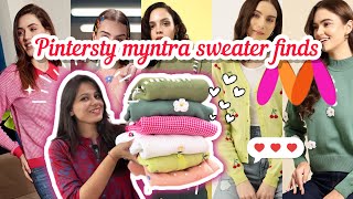 Myntra sweater haul  Pinteresty Myntra finds Starting ₹500  Myntra winter collection myntra [upl. by Daphie]