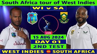 West Indies vs South Africa  WI vs SA  2nd Test Match Day 1 of SA tour of WI 2024  Cricket Live [upl. by Eetsirk]