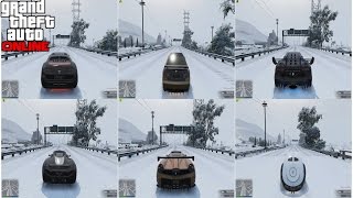 GTA V SNOW DRAG RACE  Adder vs V12 vs Zentorno vs Osiris vs Ztype vs T20 [upl. by Tristam]