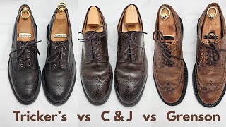 British Brogue Comparison  Crockett amp Jones vs Trickers vs Grenson [upl. by Lucky446]