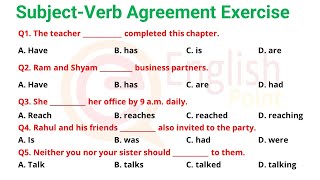 SubjectVerb Agreement Exercise  Most Important MCQs [upl. by Seessel]