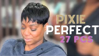 How to Achieve a Stunning Pixie Cut Quick Weave with Sensationnel 28pcs [upl. by Rednaskela976]