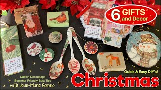 6 MUST SEE CHRISTMAS DIY’s  MOD PODGE amp NAPKINS  FUN BEGINNER➕BUDGET FRIENDLY GIFTS for ALL YEAR [upl. by Roddy485]