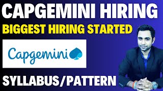 🚨Capgemini Hiring Announced 2024  Biggest Hiring  Syllabus amp Pattern [upl. by Meredeth]