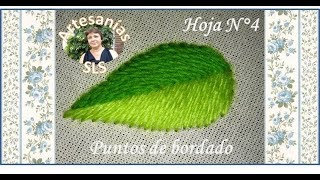 Puntos de bordado ♥ Punto espina ♥ Hoja N°4 ♥  ♥ Fishbone stitch ♥ [upl. by Frame161]