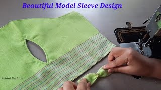 Beautiful model sleeve design  Simple and easy method of stitching [upl. by Nahtanod]