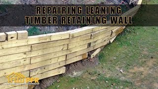 REPAIRING LEANING TIMBER RETAINING WALL CHARLOTTE NC [upl. by Hilde]