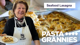 Mirella makes a delicious seafood lasagna  Pasta Grannies [upl. by Tiossem]