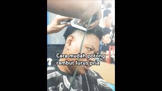 cara mudah potong rambut lurus jigrak pria [upl. by Karee33]