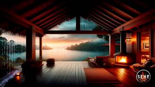 Soft Rain in Cabin Log  Crackling Fire and Rain Sounds for Relax and Sleeping 729 [upl. by Ultima]