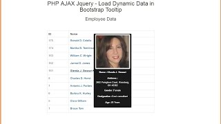 PHP AJAX Jquery  Load Dynamic Data in Bootstrap Tooltip [upl. by Anurag]