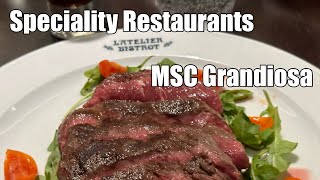 Specialty Restaurants on MSC Grandiosa  Rambling with Phil [upl. by Pinkham]