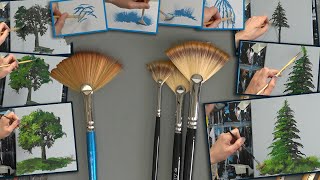 Fan brushes tips and demo Painting with acrylics for beginners [upl. by Almallah382]