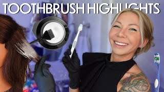 DIY balayage amp highlights with a toothbrush  2024 [upl. by Filemon893]