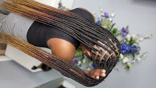 12 million Knotless boxbraids Ombre Medium knotless braids hip length [upl. by Bibbye876]