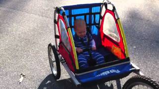 First bike trailer ride with Daddy [upl. by Naesar46]