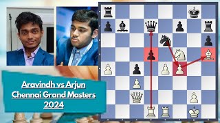 Aravindh Takes On Arjun Erigaisi in the Chennai Grand Masters 2024 [upl. by Llerrej284]