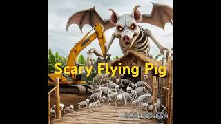 Scary Flying Pig Protects Her Babies With Backhoe excavator shorts 1123 [upl. by Milde597]