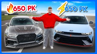 650PK BENZINE VS 650PK ELEKTRISCHE AUTO [upl. by Livesay875]