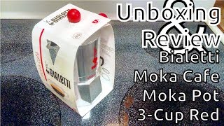 Unboxing and Review Bialetti Moka Cafe Moka Pot 3Cup Red [upl. by Alenoel]