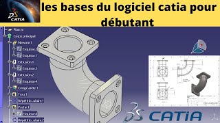 tuyau sur catia tutoriel pour débutant apprendre nervure poche répétition trou lamé extrusion [upl. by Itsrik456]