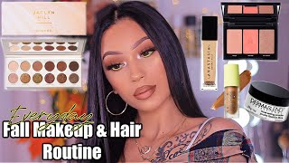 FALL EVERYDAY GLOWY SKIN MAKEUP ROUTINE  STRAIGHT HAIR ROUTINE SLEEK amp SHINY [upl. by Hansiain681]