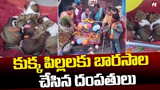 కుక్క పిల్లలకు బారసాల చేసిన దంపతులు  Viarl Video Hittvtelugunews [upl. by Adnylem]