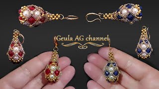 Diy Earrings in Fabergé Style Jewelry Beads Earrings Beginners Beadwork Tutorial [upl. by Granniah]