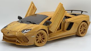 Wood Carving  Lamborghini Aventado S 2021  Woodworking Art [upl. by Ahselyt]