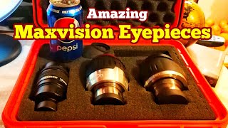 Maxvision Eyepieces 24mm 82° 34mm 68° Baader Hyperion 10mm 68°  Unboxing Review Daylight Use [upl. by Hobard]