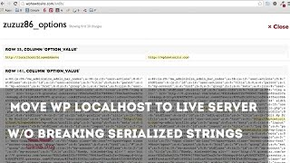 WordPress Move Localhost to Server without Breaking Serialized Strings [upl. by Aihsenak451]