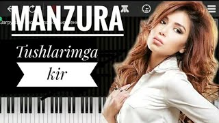 Manzura  Tushlarimga kir new version with karaoke remix piano lyric video tekst jennet qemli janim [upl. by Thesda]