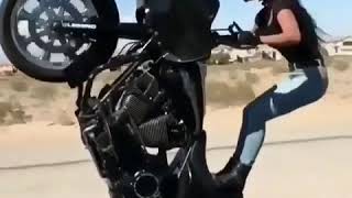 Stunting girl Road Glide Harley Davidson motorcycle crazy [upl. by Eelrebma]