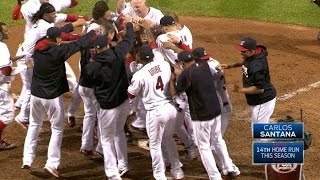 Santana belts a walkoff homer in the 9th [upl. by Wolsky]