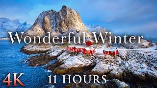 WONDERFUL WINTER 4K  11HRs of Epic Snow Scenes  Calming Music by Nature Relaxation™ [upl. by Hibbitts935]