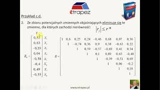 Metoda Bartosiewicz  metoda analizy macierzy współczynników korelacji eTrapez [upl. by Ained]